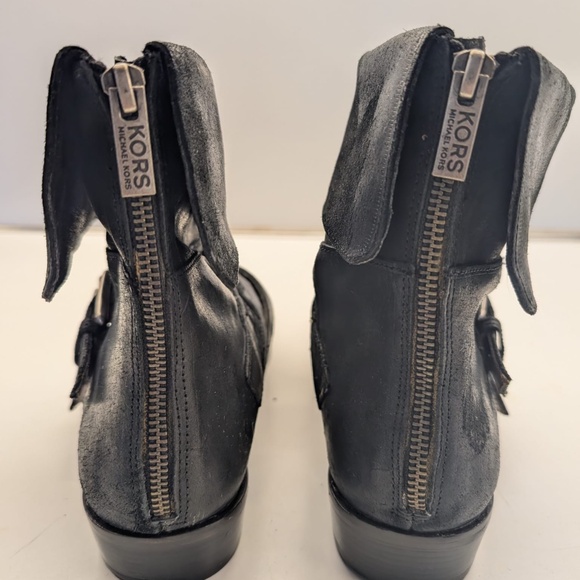 Kors Michael Kors Black Leather Buckle Boots Booties size 10 - Picture 5 of 8